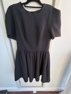 Saks Fifth Avenue Black Short Sleeve Fit-and-Flare Dress